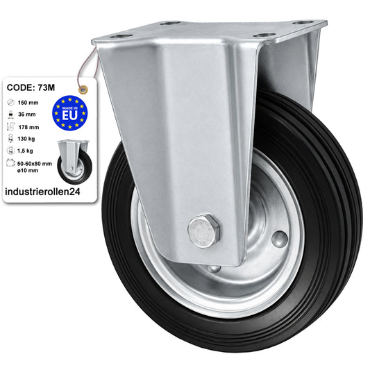Metall-Gummiräder mit Platte Bockrolle Ø150 mm mit Platte Code: 73M