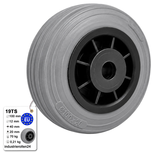 Vollgummi Rad Ø 100 mm mit Polypropylen-Felge Industrie Gummirad Code: 19TS