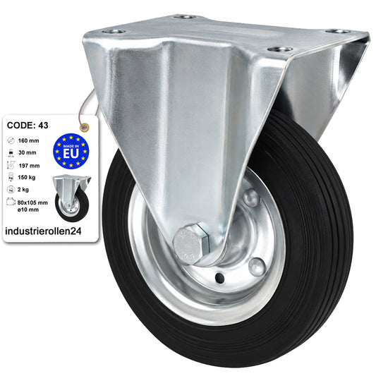 Metall-Gummiräder mit Platte Bockrolle Ø160 mm mit Platte Code: 43