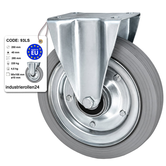 Metall-Gummiräder mit Platte Bockrolle Ø250 mm mit Platte Code: 93LS