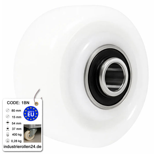 Transportrad Ø80 mm – Weißes Polyamidrad für Wagen, Code: 1BN