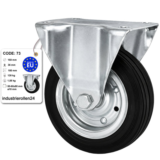 Metall-Gummiräder mit Platte Bockrolle Ø150 mm mit Platte Code: 73