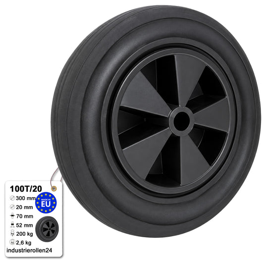 Vollgummi Rad Ø 300 mm mit Polypropylen-Felge Industrie Gummirad Code: 100T/20