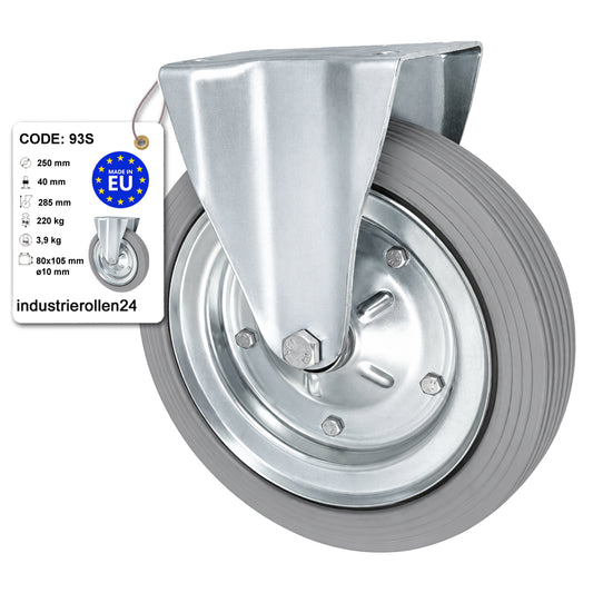 Metall-Gummiräder mit Platte Bockrolle Ø250 mm mit Platte Code: 93S