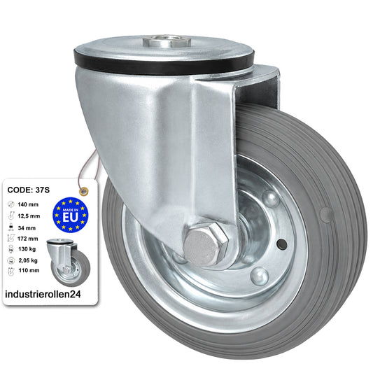Metall-Gummiräder mit Befestigungsstift mit Zentralbohrung  Ø140 mm Code: 37S