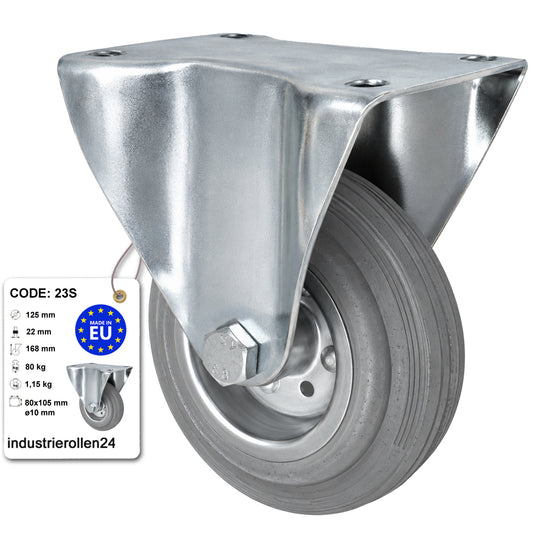 Metall-Gummiräder mit Platte Bockrolle Ø125 mm mit Platte Code: 23S