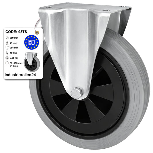 Kunststoff-Gummiräder in Bockrollengehäusen Lenkrolle Ø250 mm mit Platte Code: 93TS