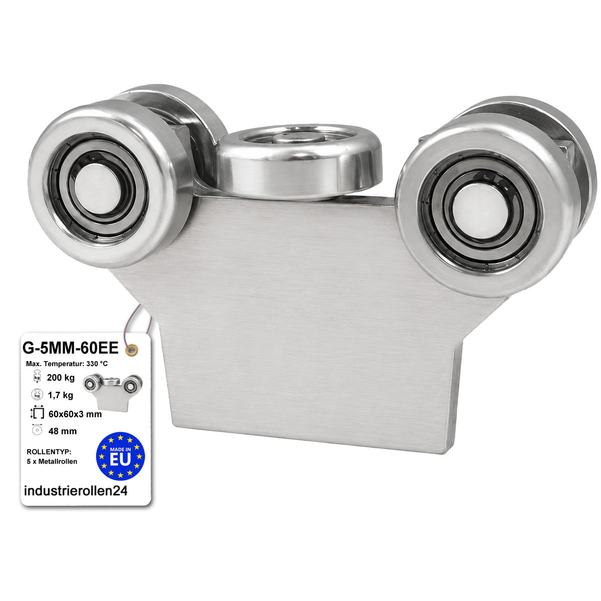 Torwagen für Schiebetore bis 330 °C – für Profile 60 × 60 mm – Wandstärke 3 mm: G-5MM-60EE