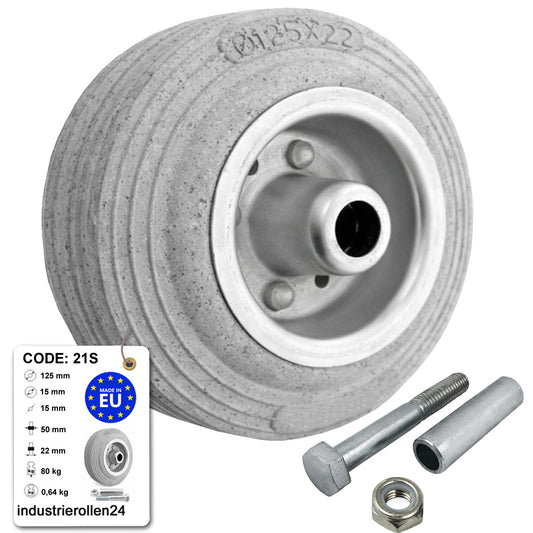 Metall-Gummiräder 125 mm mit Montage-Set – robuste Räder für Transport & Industrie Code: 21S