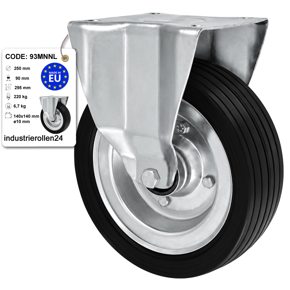 Metall-Gummiräder mit Platte Bockrolle Ø250 mm mit Platte Code: 93MNNL