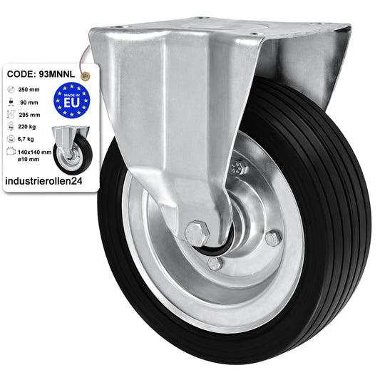 Metall-Gummiräder mit Platte Bockrolle Ø250 mm mit Platte Code: 93MNNL