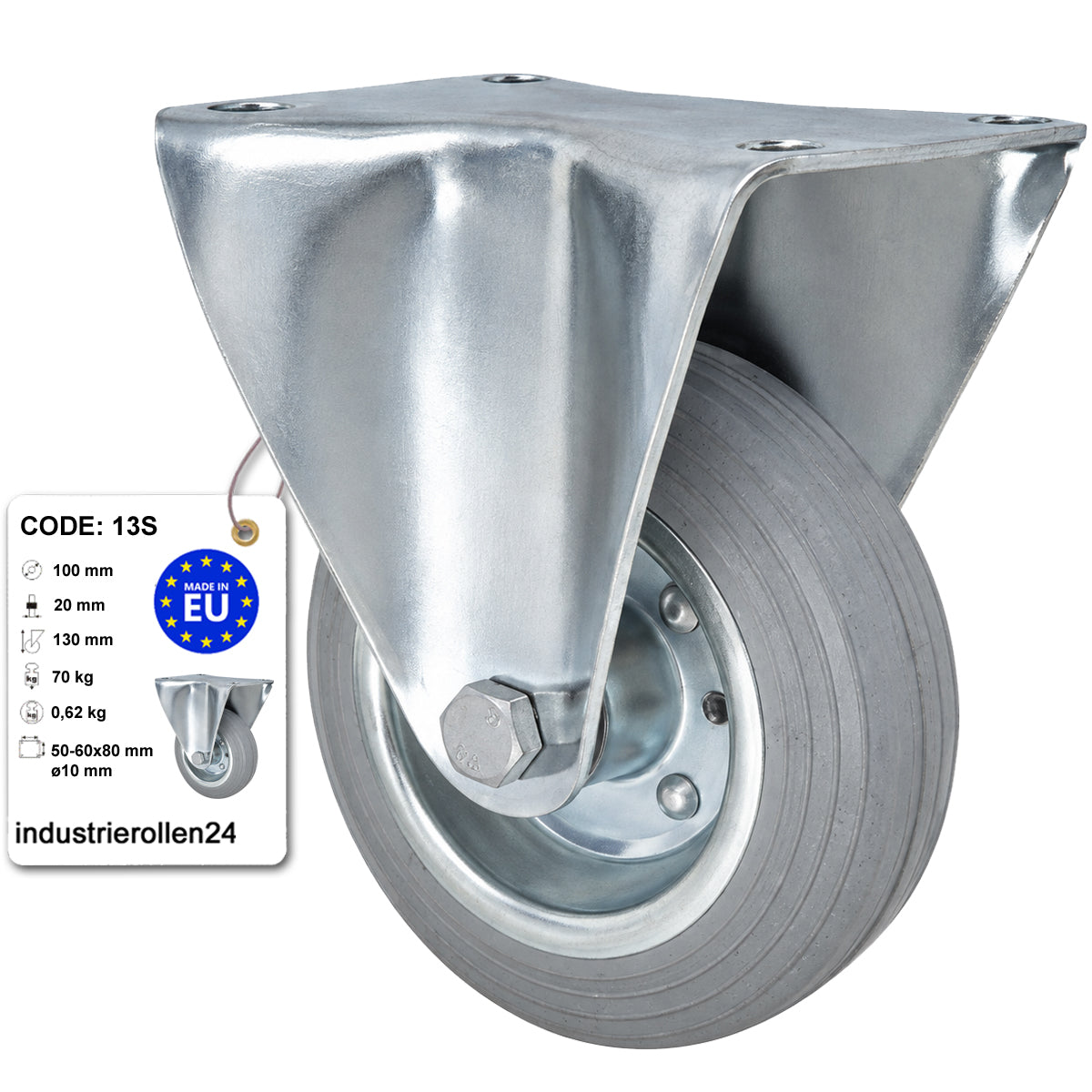 Metall-Gummiräder mit Platte Bockrolle Ø100 mm mit Platte Code: 13S