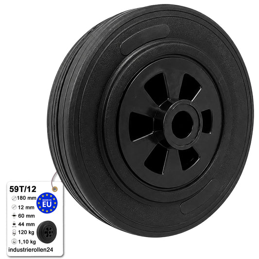Vollgummi Rad Ø 180 mm mit Polypropylen-Felge Industrie Gummirad Code: 59T/12