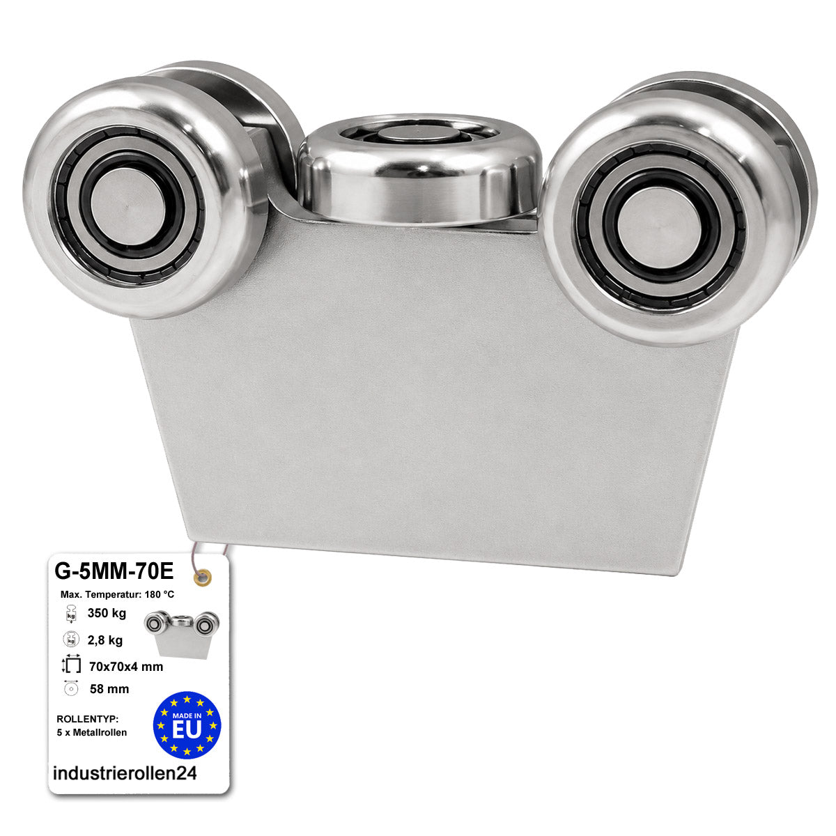 Torwagen für Schiebetore bis 180 °C – für Profile 70 × 70 mm – Wandstärke 4 mm: G-5MM-70E