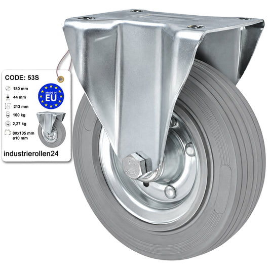 Metall-Gummiräder mit Platte Bockrolle Ø180 mm mit Platte Code: 53S