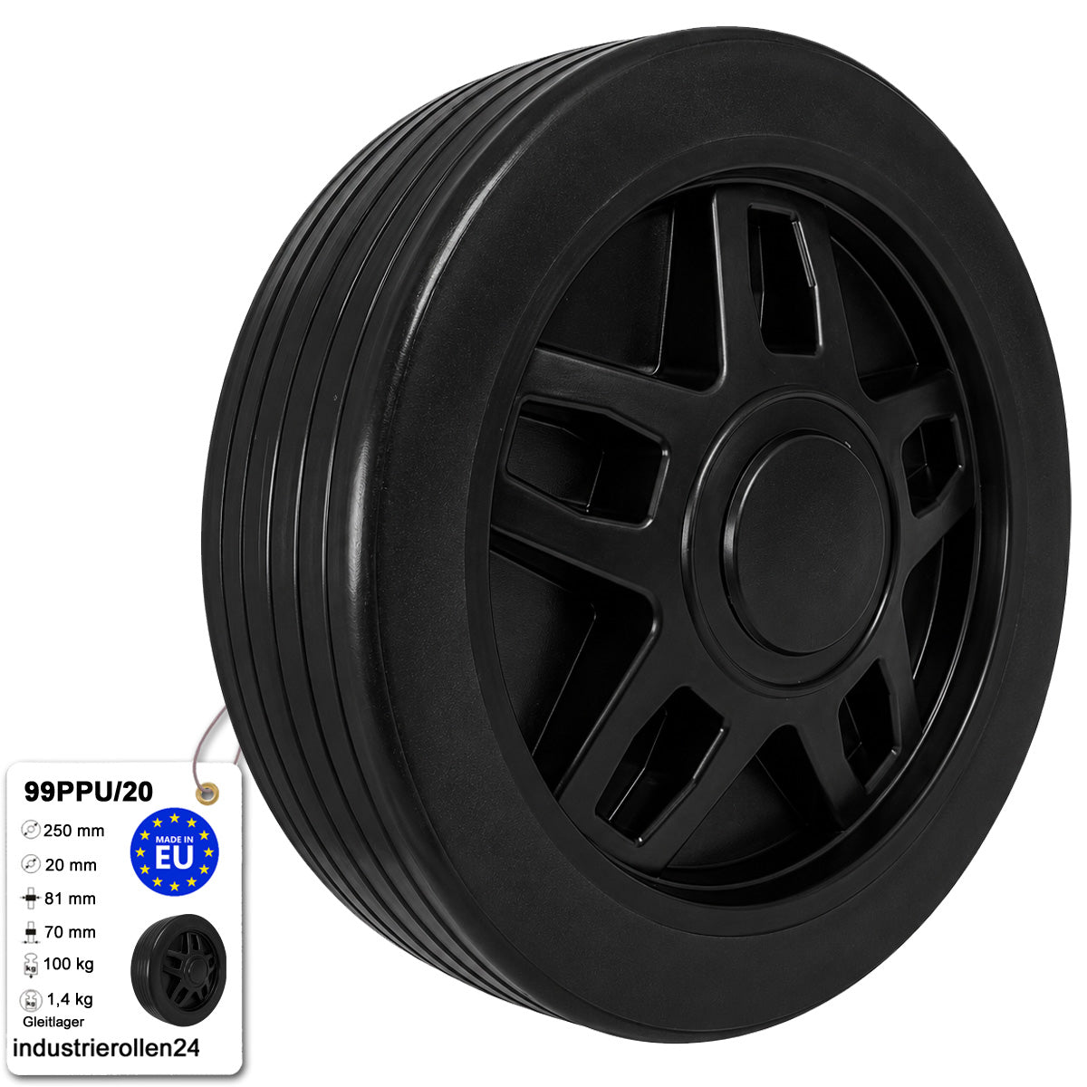 Polypropylen-Polyurethan-Rad für Transportwagen und Industrieanwendungen Ø250 mm Code: 99PPU/20