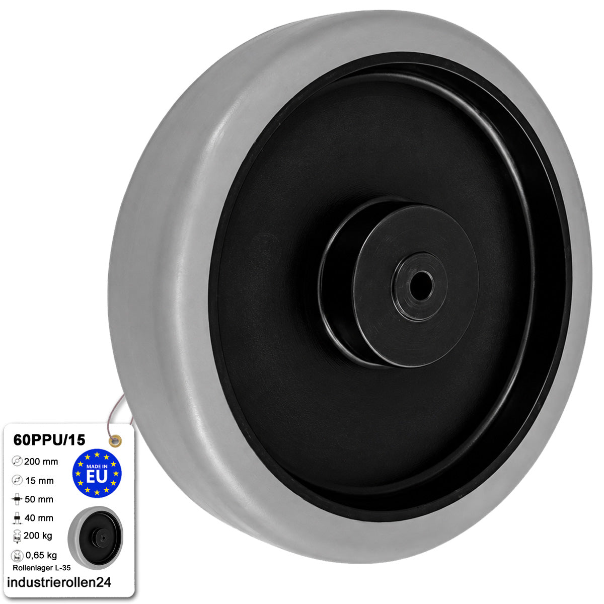 Polypropylen-Polyurethan-Rad für Transportwagen und Industrieanwendungen Ø200 mm Code: 60PPU/15
