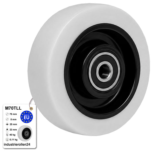 Möbelrolle Ø 75 mm Möbelrad Kunststoff Ersatzrad Transportrolle M70TLL