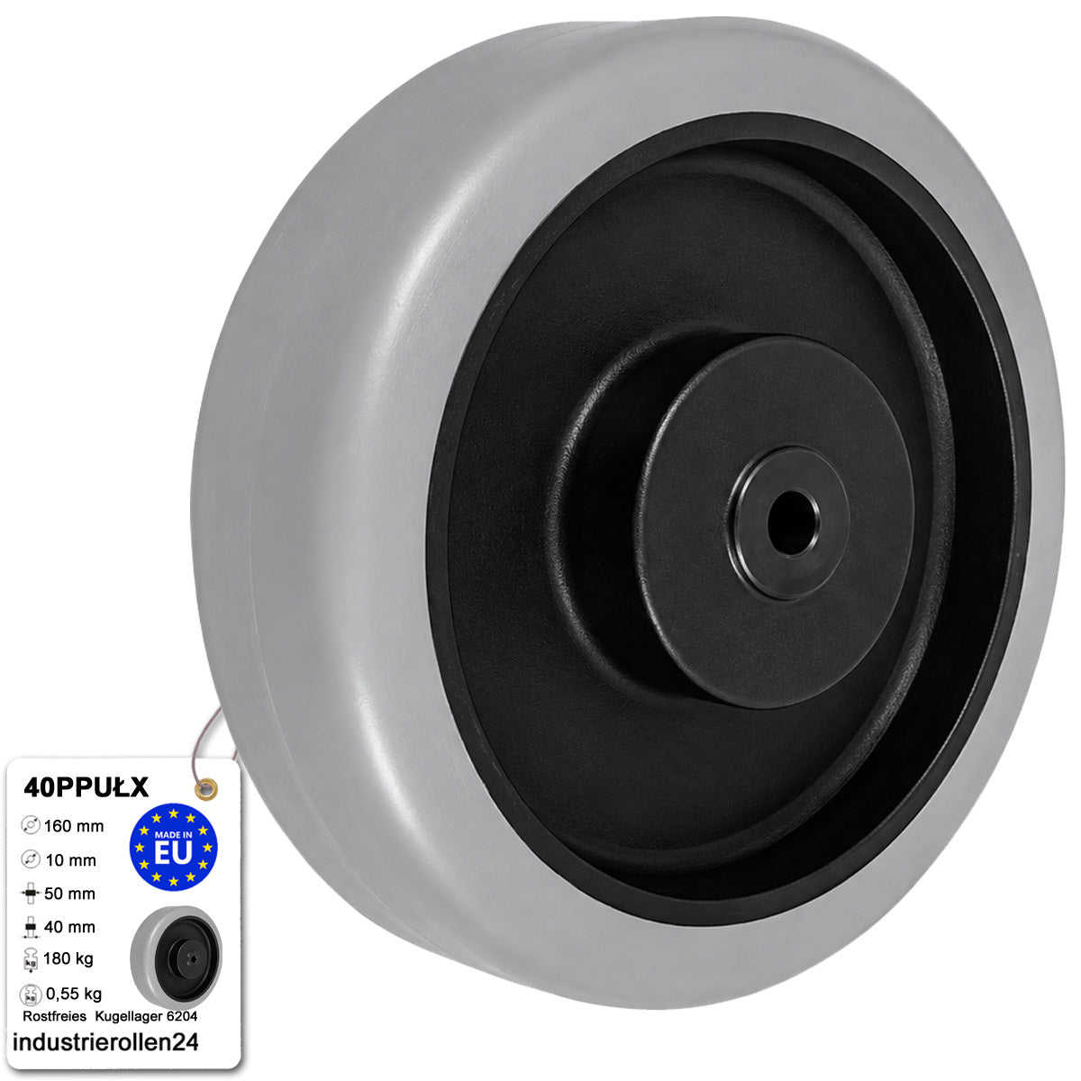 Polypropylen-Polyurethan-Rad für Transportwagen und Industrieanwendungen Ø160 mm Code: 40PPUŁX