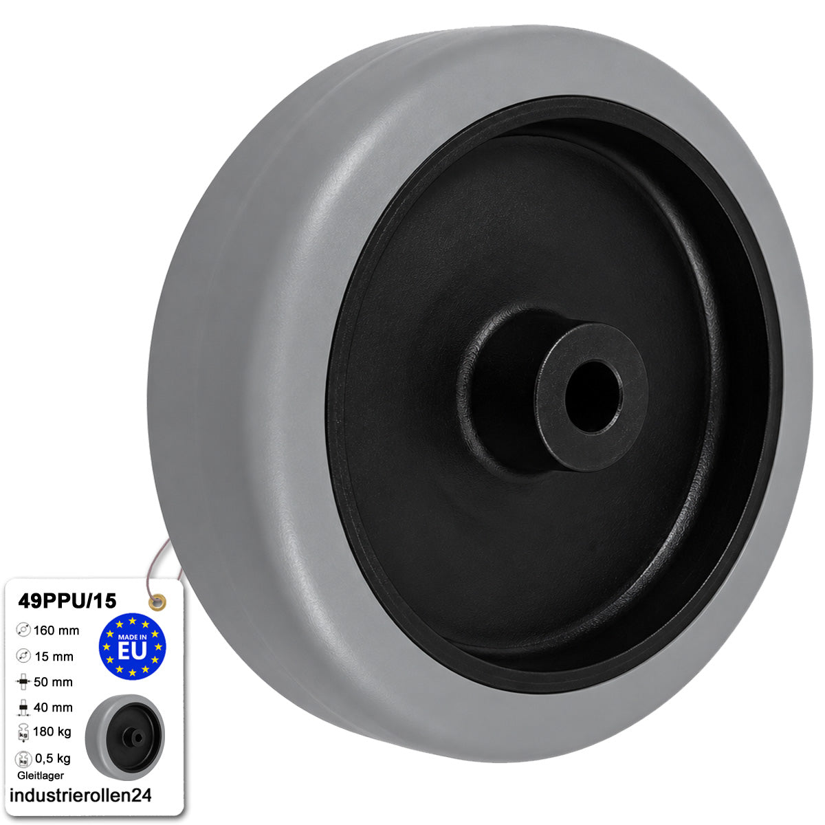 Polypropylen-Polyurethan-Rad für Transportwagen und Industrieanwendungen Ø160 mm Code: 49PPU/15