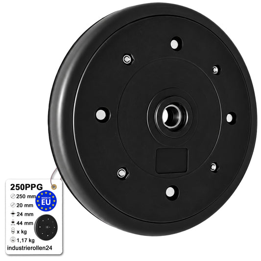 Vollgummi Rad Ø 250 mm mit Polypropylen-Felge Industrie Gummirad Code: 250PPG