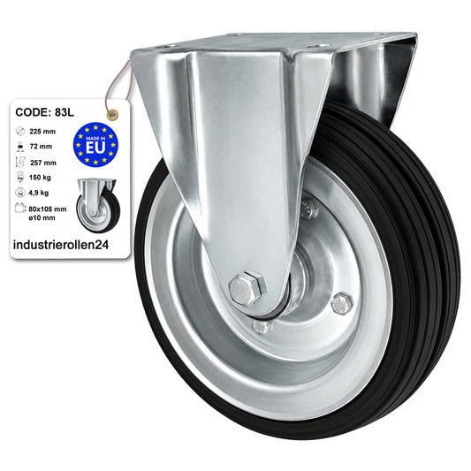 Metall-Gummiräder mit Platte Bockrolle Ø225 mm mit Platte Code: 83L