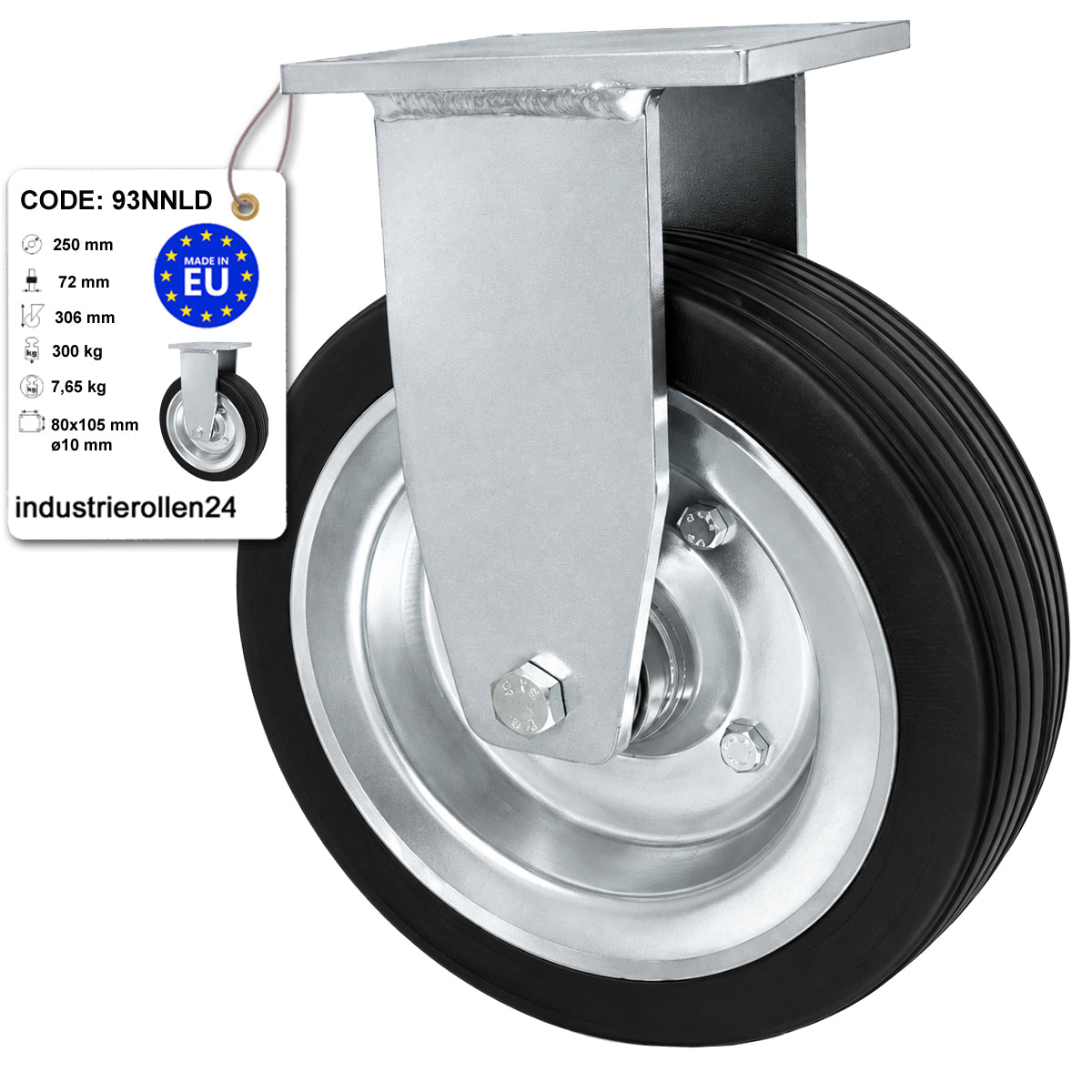 Metall-Gummiräder mit Platte Bockrolle Ø250 mm mit Platte Code: 93NNLD