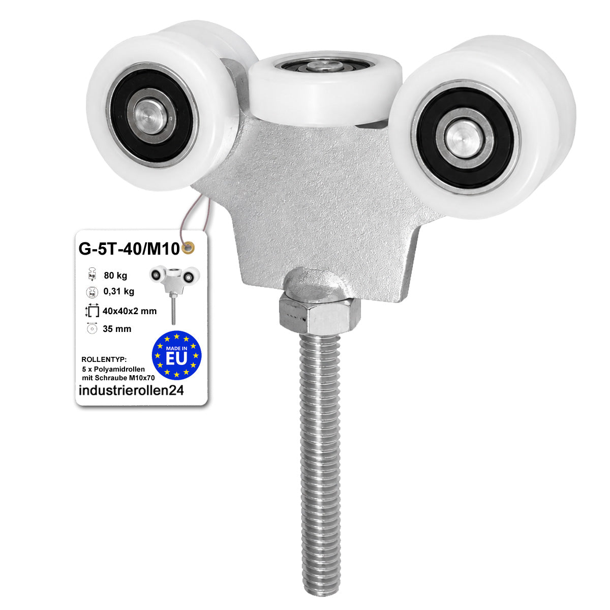 Torwagen für Schiebetore - für Profile 40x40 mm - Wandstärke 2 mm: G-5T-40/M10