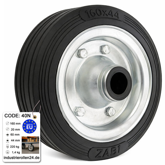 Ersatzrad Ø160 mm – Vollgummi Industrierad für Transportwagen, Code: 40N
