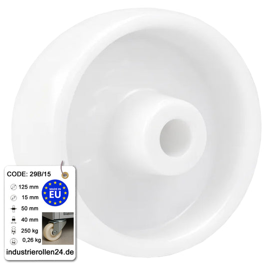 Transportrad Ø125 mm – Weißes Polyamidrad für Wagen, Code: 29B/15