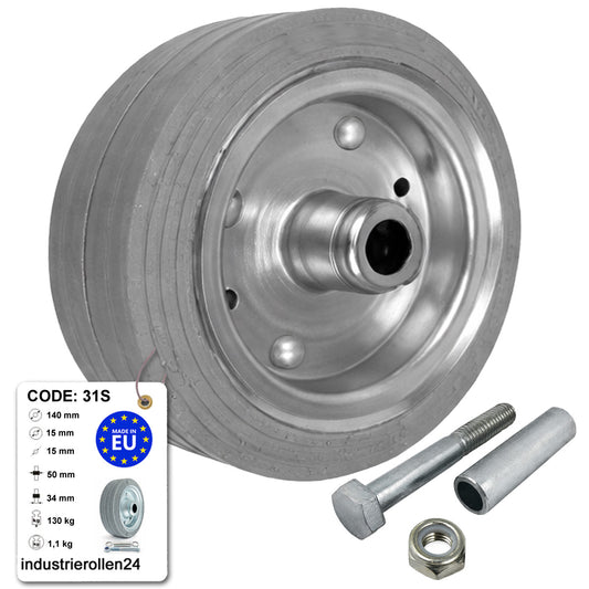 Metall-Gummiräder 140 mm mit Montage-Set – robuste Räder für Transport & Industrie Code: 31S