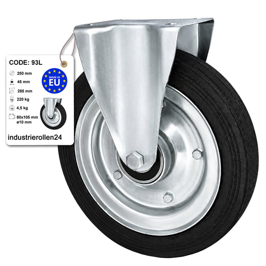 Metall-Gummiräder mit Platte Bockrolle Ø250 mm mit Platte Code: 93L
