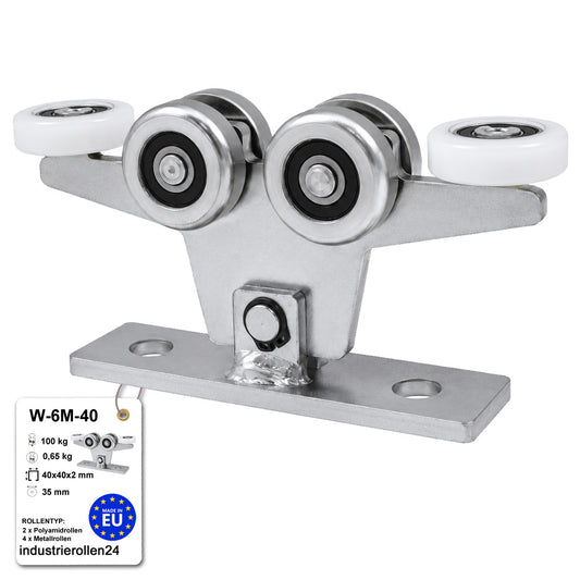 Torwagen für Schiebetore - für Profile 40x40 mm - Wandstärke 2 mm: W-6M-40