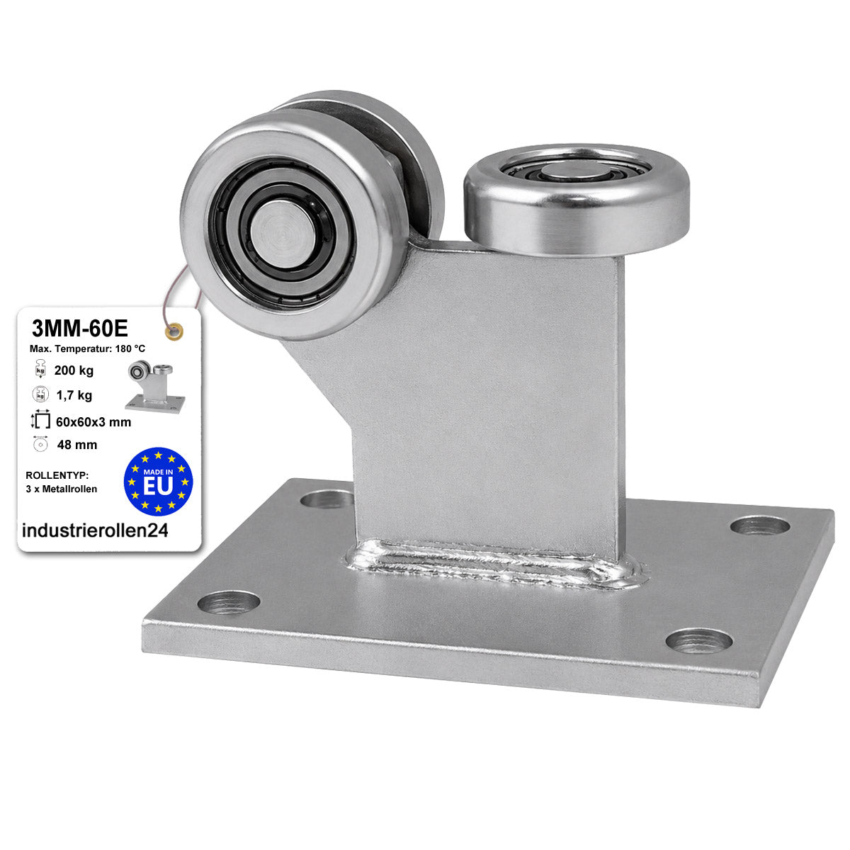 Torwagen für Schiebetore bis 180 °C – für Profile 60 × 60 mm – Wandstärke 3 mm: 3MM-60E