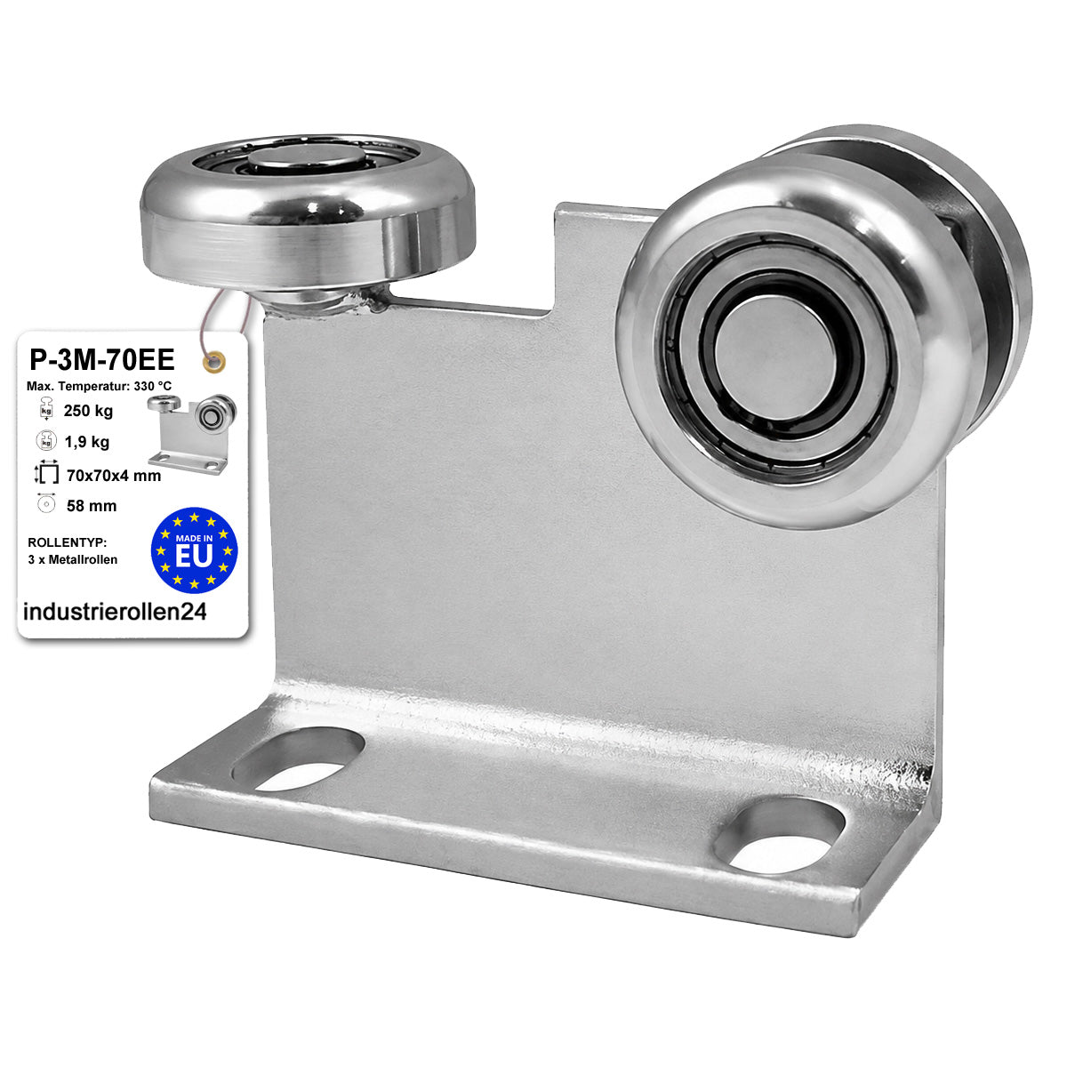 Torwagen für Schiebetore bis 330 °C – für Profile 70 × 70 mm – Wandstärke 4 mm: P-3M-70EE