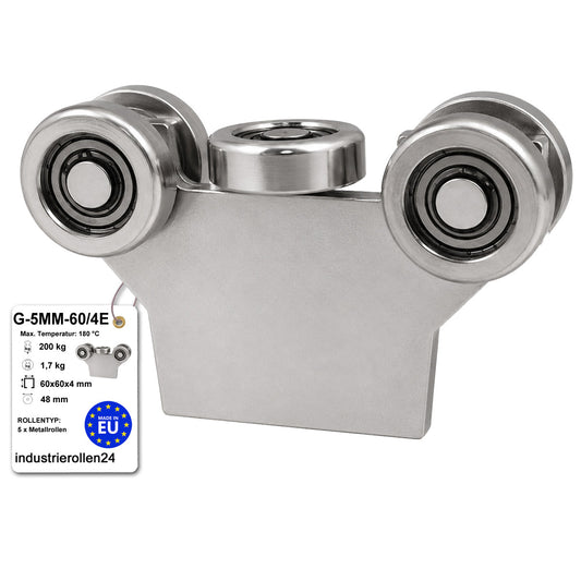 Torwagen für Schiebetore bis 180 °C – für Profile 60 × 60 mm – Wandstärke 4 mm: G-5MM-60/4E
