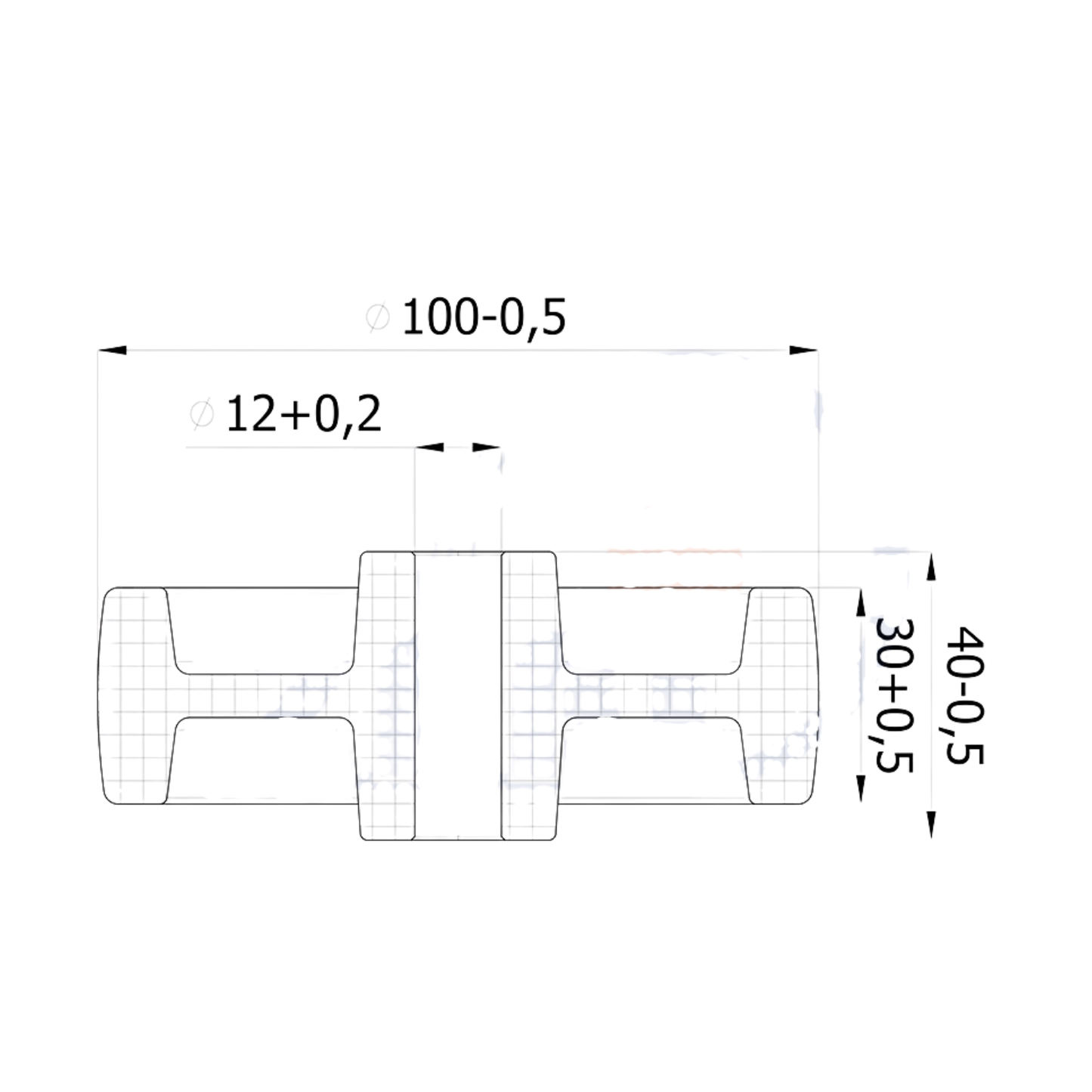 Transportrad Ø100 mm – Weißes Polyamidrad für Wagen, Code: 19B
