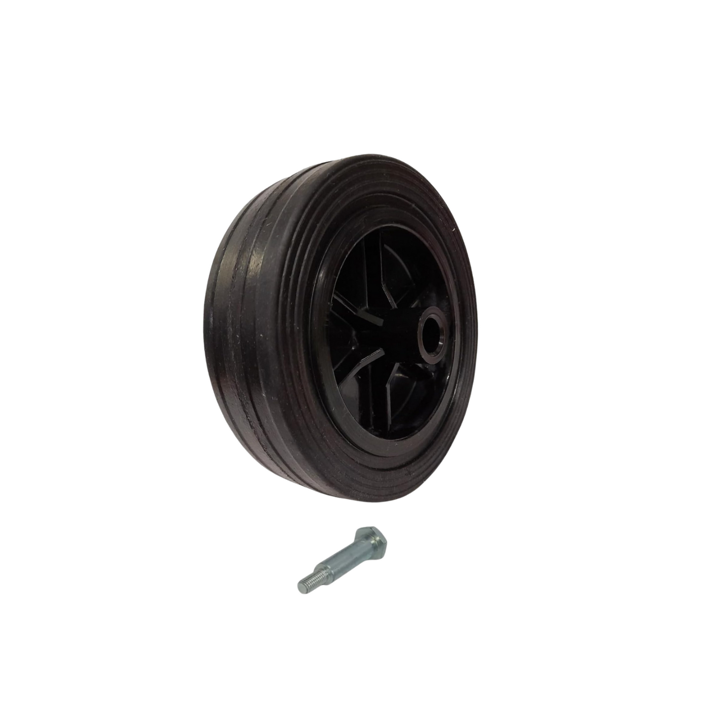 Rasenmäherrad 125 mm – Universal Ersatzrad aus Vollgummi + Montage-Set, Code: K125*M10