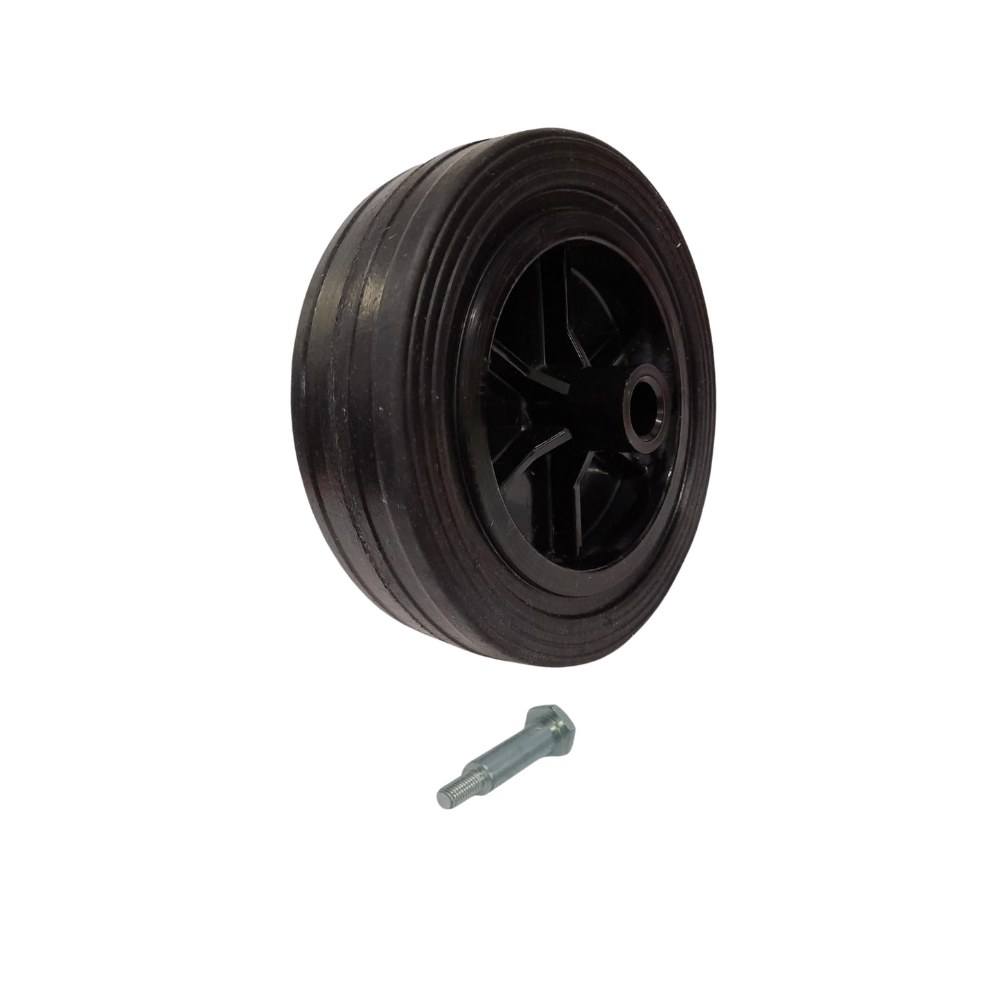Rasenmäherrad 125 mm – Universal Ersatzrad aus Vollgummi + Montage-Set, Code: K125*M8