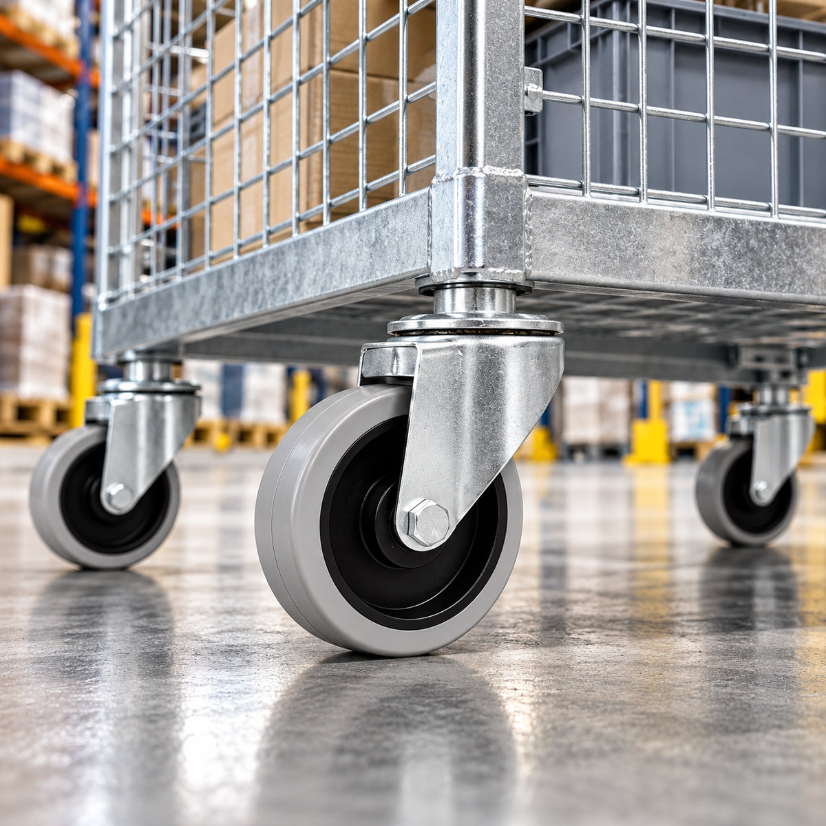 Polypropylen-Polyurethan-Lenkrollen mit Zapfen für Transportwagen und Industrie 100 mm Code: 14PPU*M12