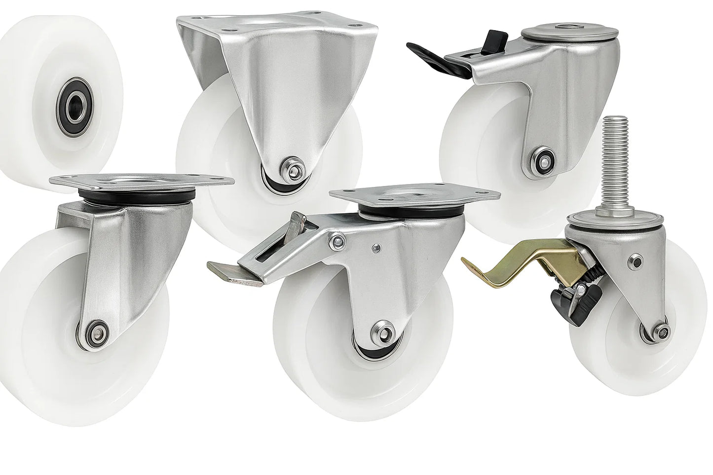 Transportrad Ø100 mm – Weißes Polyamidrad für Wagen, Code: 19B